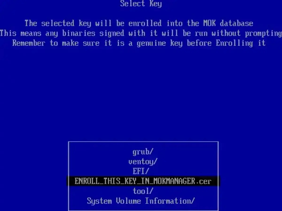 Secure Boot - Enroll this key